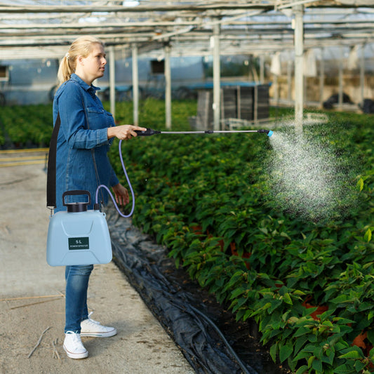 1Pc 1.3Gallon Electric Plant Sprayer Telescopic Rechargeable Garden Sprayer Automatic Handheld Sprayer With 3 Spray Spouts Shoulder Strap For Cleaning Sterilization