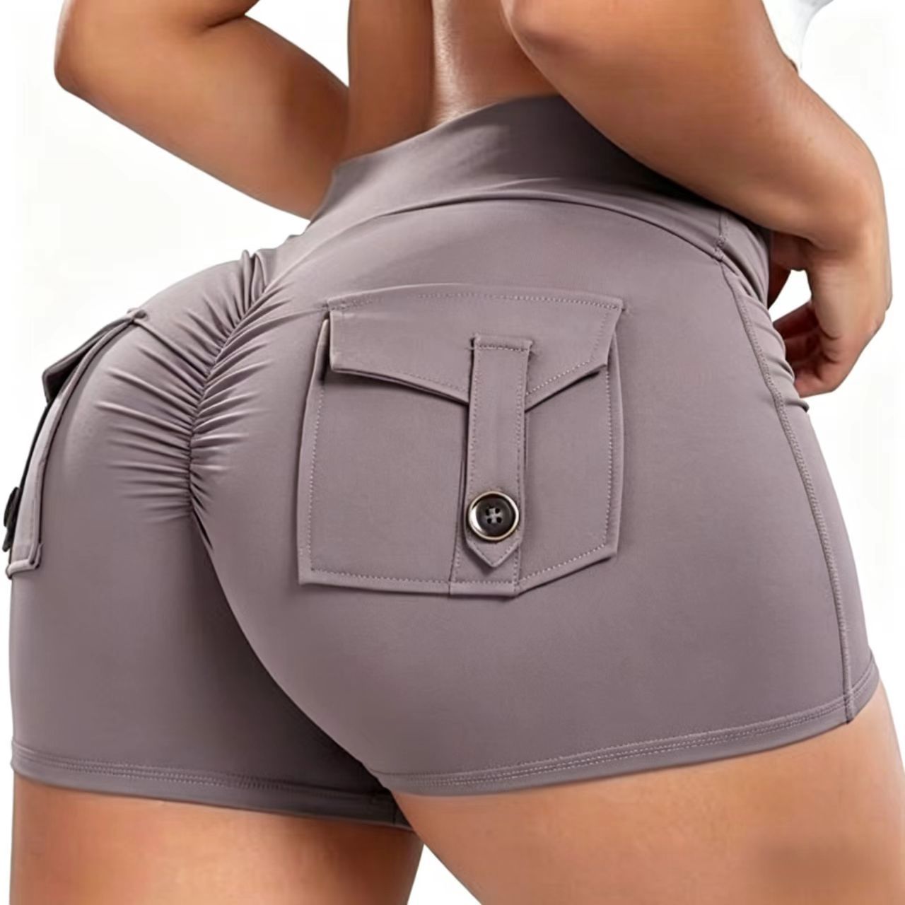 Women's High-Waist Fitness Yoga Shorts with Pocket