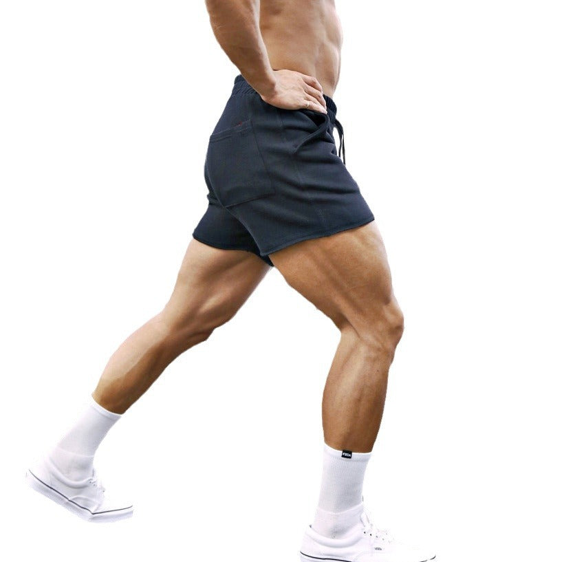 Mens Elastic Fitness Training Shorts