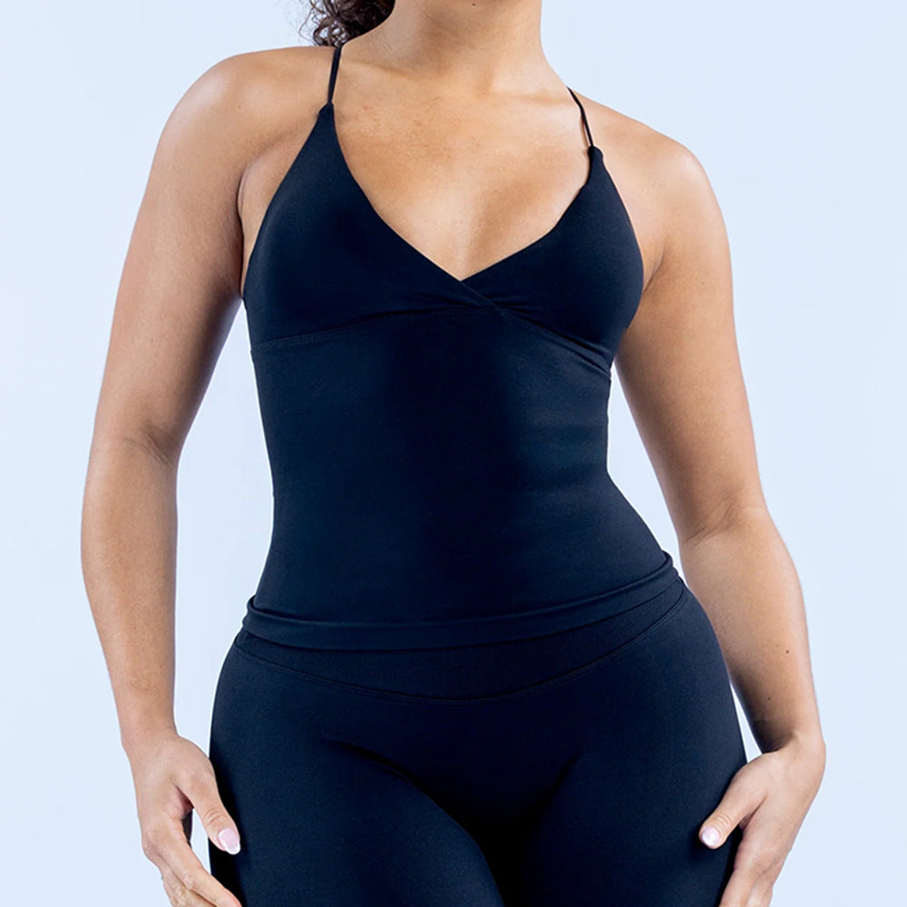 Women's Matte Sports Vest with Built-in Pads for Outdoor Exercise and Fitness?Moisture-Wicking Top