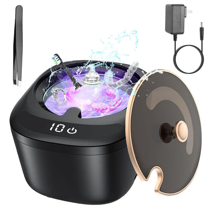 1Pc Ultrasonic Retainer Cleaner 45kHz Ultrasonic Cleaning Machine With 3 Modes 230ML Capacity UV Light For Denture Mouth Guard Aligner Dental Trays Braces Rings Jewelry