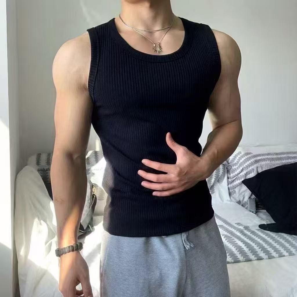Mens Quick Dry Ribbed Fitness Tank Top