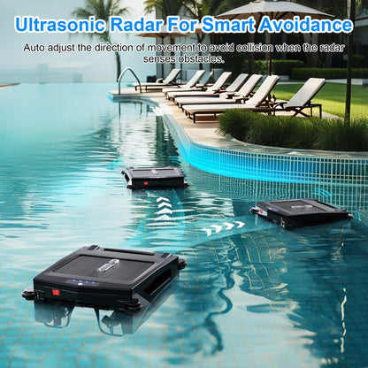 1Pc Solar Powered Robotic Pool Skimmer Automatic Swimming Pool Surface Cleaner With 2 Cleaning Modes Dual Charging Methods IPX7 Waterproof 1937sq.ft Coverage APP Control
