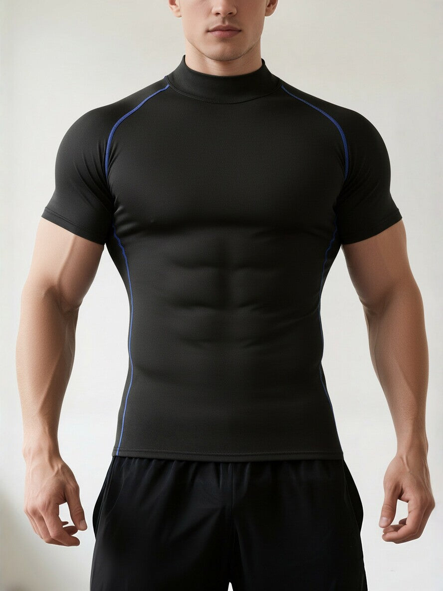Mens High-Neck Fitness Compression Shirt