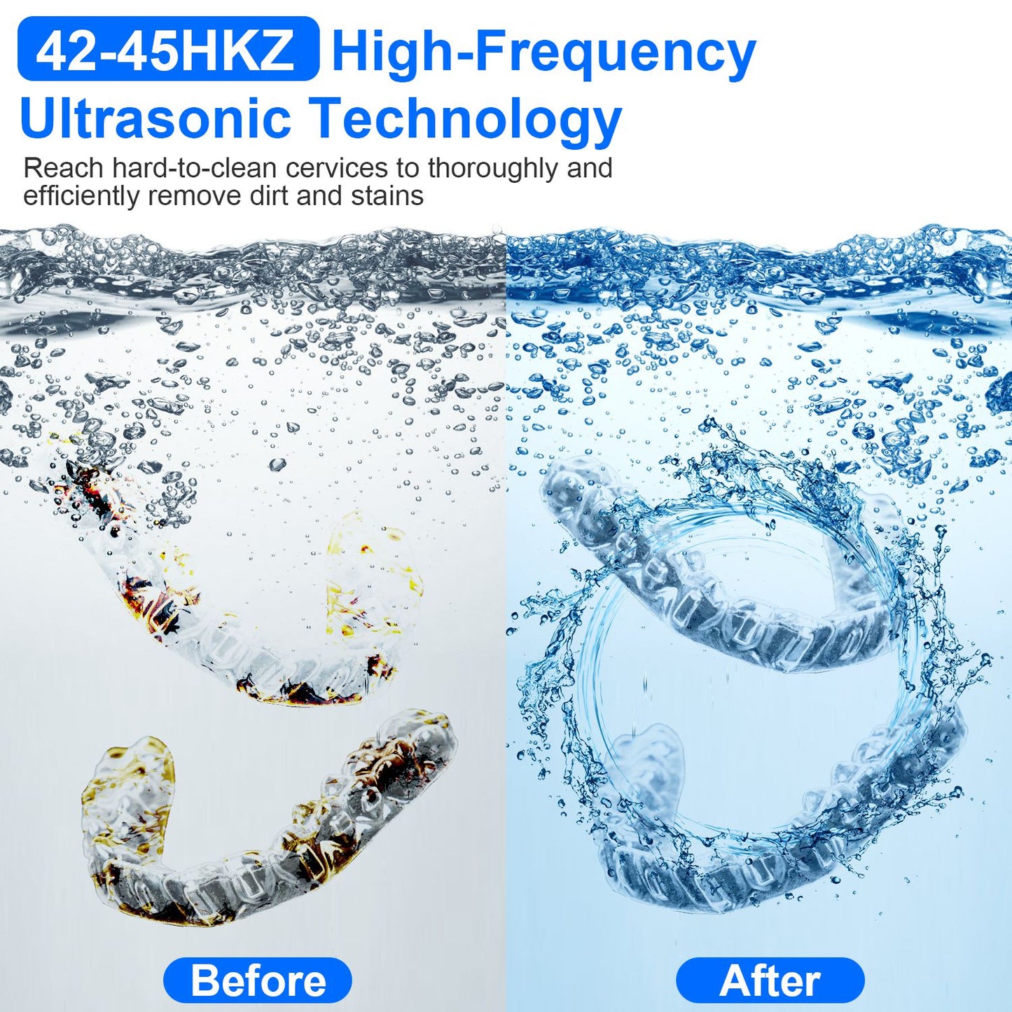 1Pc Ultrasonic Retainer Cleaner 45kHz Ultrasonic Cleaning Machine With 3 Modes 230ML Capacity UV Light For Denture Mouth Guard Aligner Dental Trays Braces Rings Jewelry