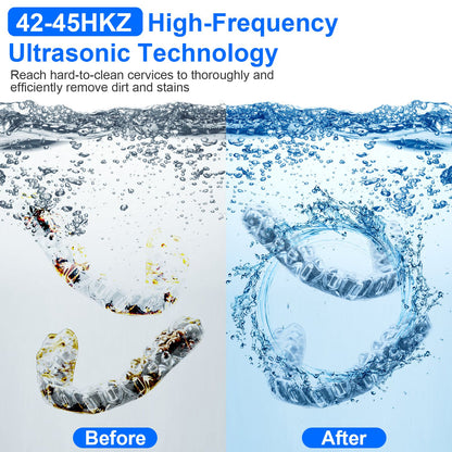 1Pc Ultrasonic Retainer Cleaner 45kHz Ultrasonic Cleaning Machine With 3 Modes 230ML Capacity UV Light For Denture Mouth Guard Aligner Dental Trays Braces Rings Jewelry