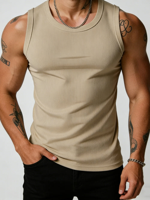 #1 Men's Ribbed Sleeveless Gym Top – Fitted Bodybuilding Tank Top for Workout & Training, M–4XL