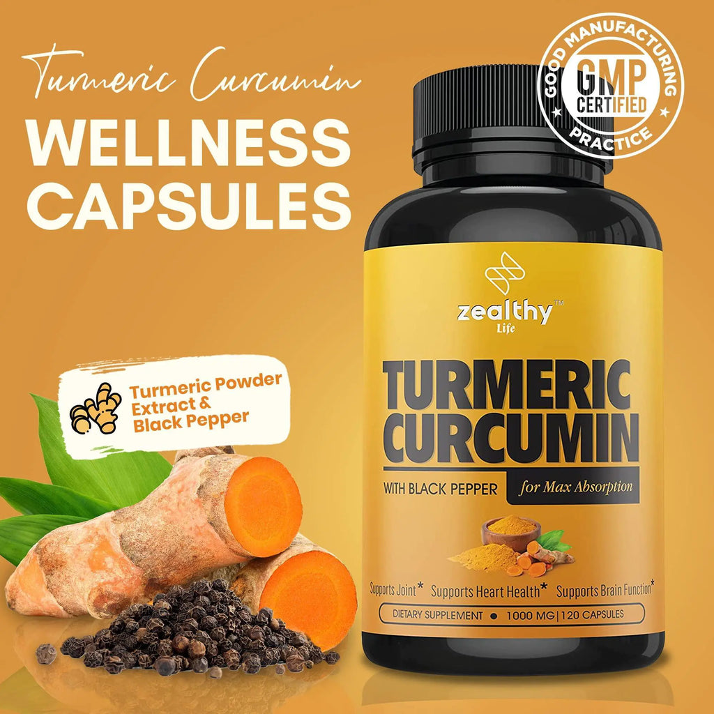 Turmeric Supplement Mood Mobility and Joint Support Supplement 1000 Mg 120 Pills (Best For Depression and Anxiety)