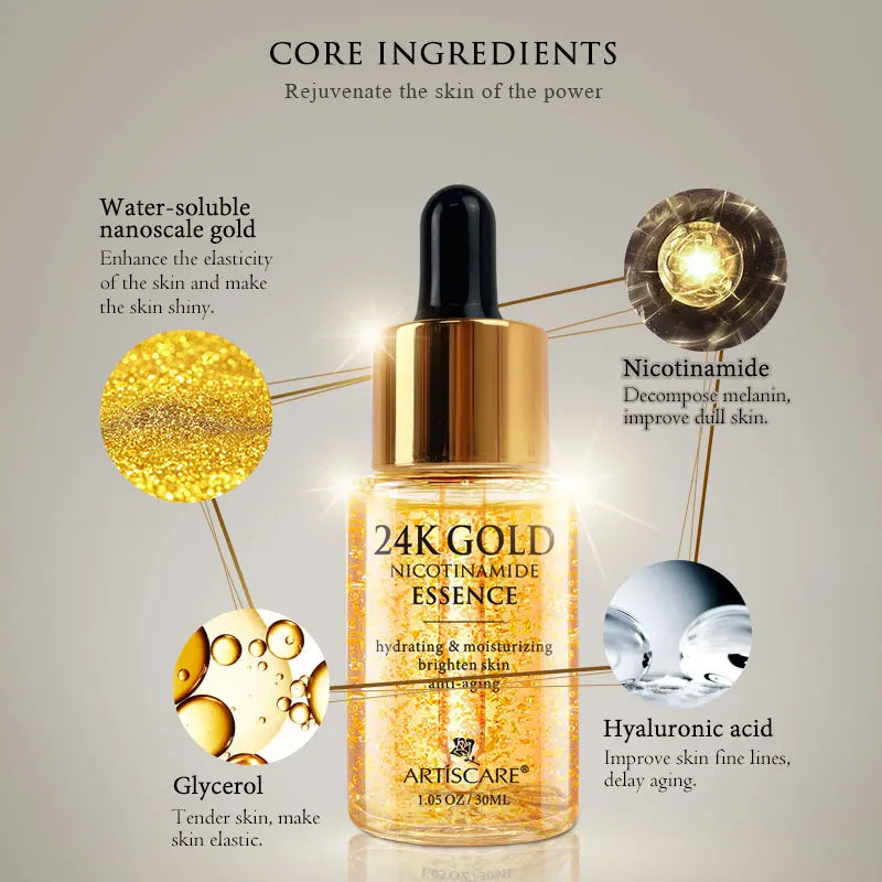 Indulge in Radiance: 24K Gold Serum Set for Ultimate Facial Care - Moisturizing Eye Cream & Face Essence