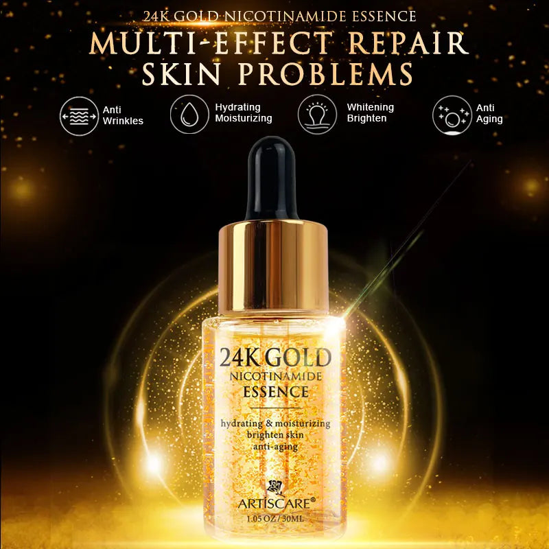 Indulge in Radiance: 24K Gold Serum Set for Ultimate Facial Care - Moisturizing Eye Cream & Face Essence