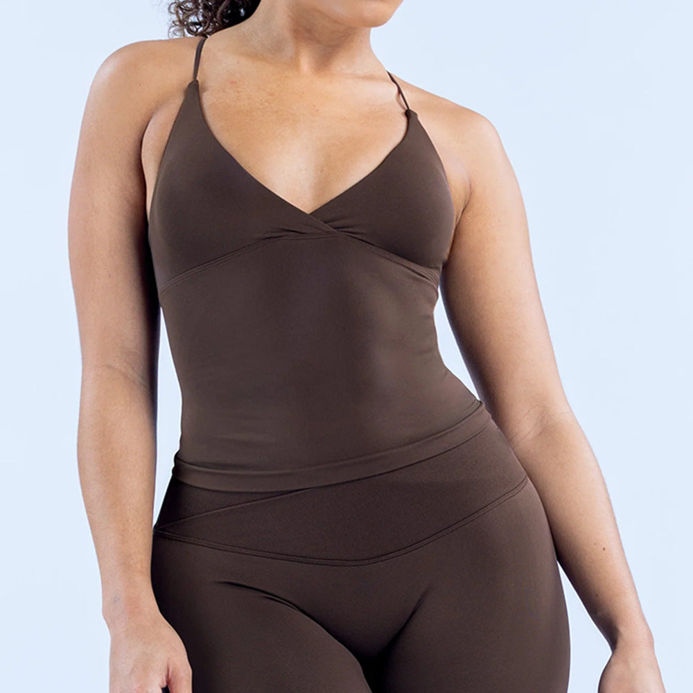 Women's Matte Sports Vest with Built-in Pads for Outdoor Exercise and Fitness?Moisture-Wicking Top
