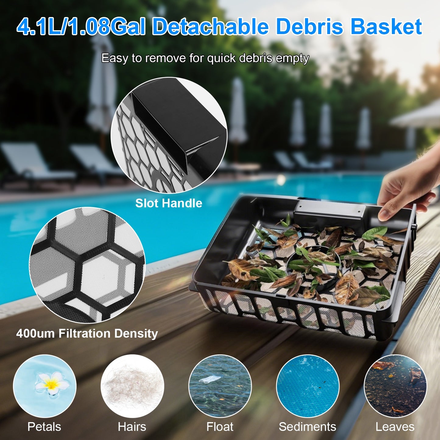 1Pc Solar Powered Robotic Pool Skimmer Automatic Swimming Pool Surface Cleaner With 2 Cleaning Modes Dual Charging Methods IPX7 Waterproof 1937sq.ft Coverage APP Control