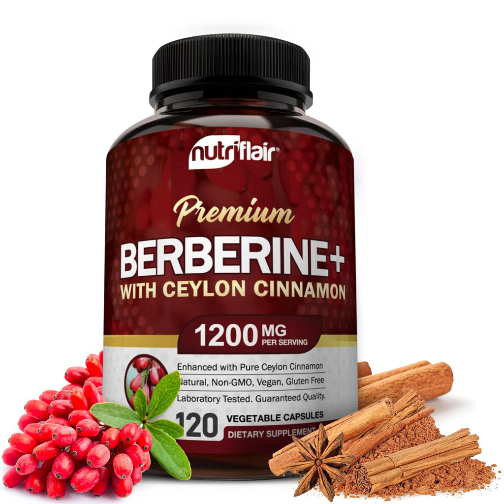 NutriFlair Berberine 1200mg & Ceylon Cinnamon Capsules (Best For Immune System)