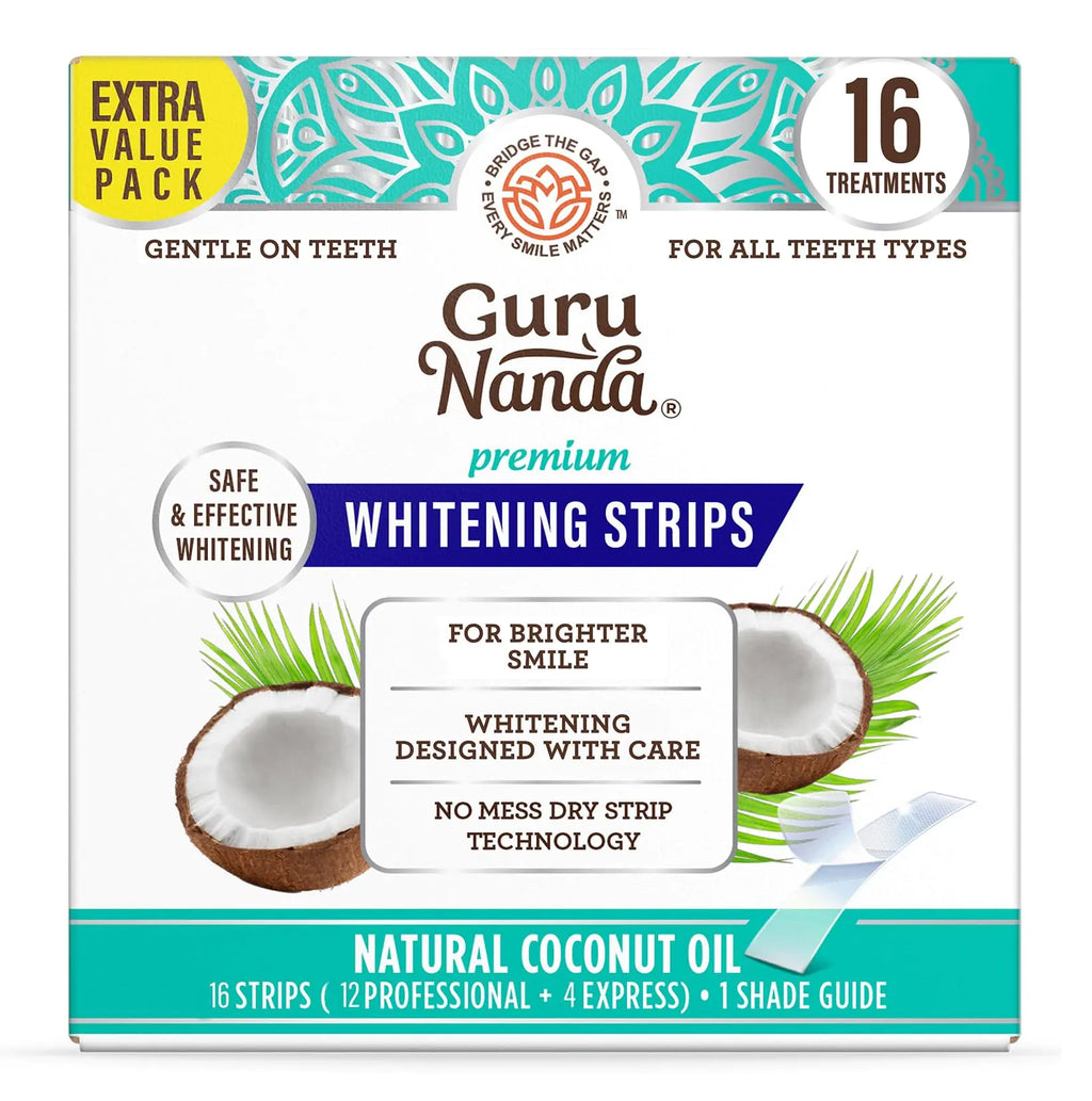 GuruNanda Teeth Whitening Strips - 16-Day Treatment with Non-Slip Dry Strip Technology - Whitening Designed with Care for a Brighter Smile (Best For Teeth Whitening)